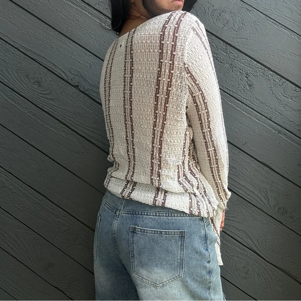 O'Neill Cream and Brown Striped knitted Blouse - Picture 4 of 5